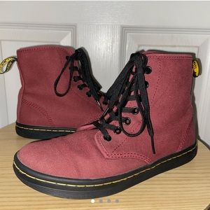 Dr.Martens Shoreditch Cherry Red Canvas Boots